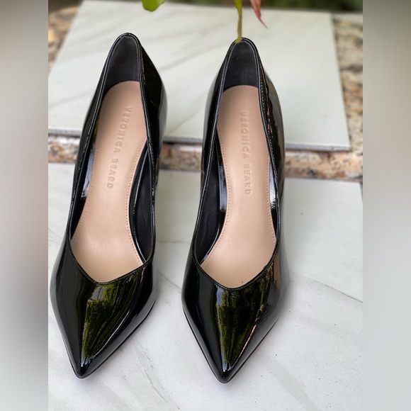 VERONICA BEARD Nathalia pointed toe black patent leather pumps size 7.5 - Picture 12 of 14